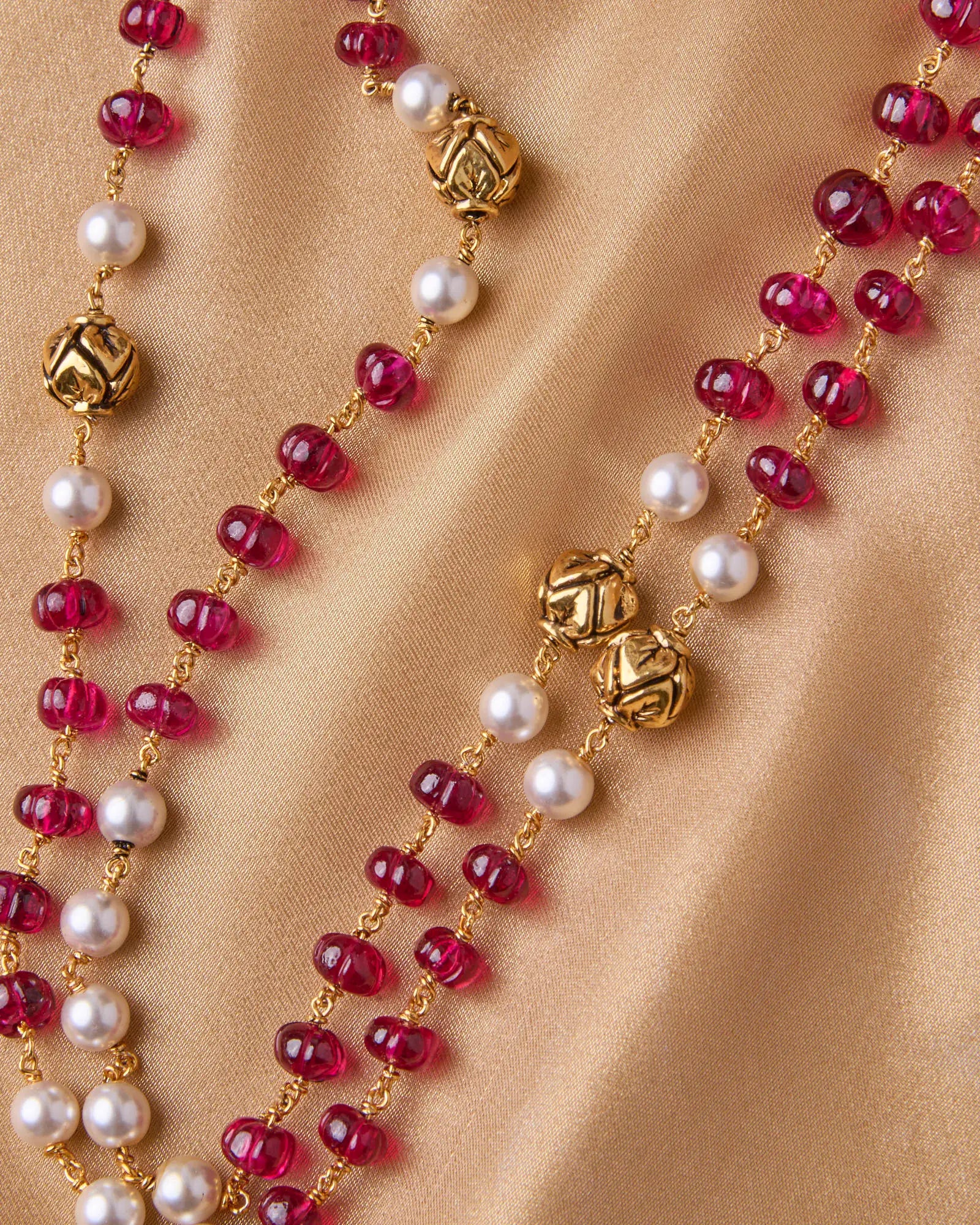 Antique 2-Layer Ruby & Pearl Mala