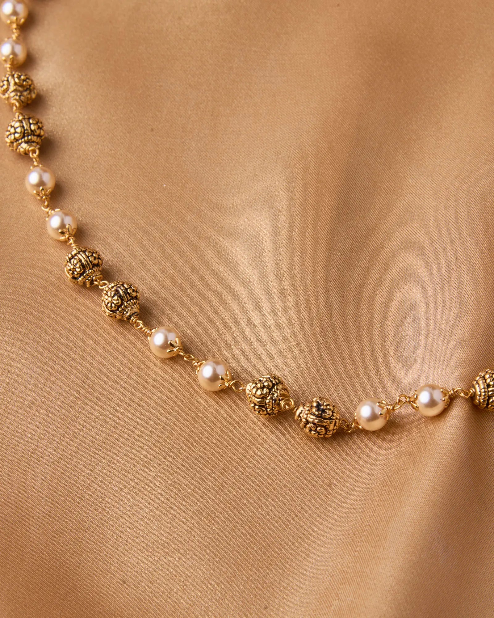 Antique Pearl Gundu Beads Mala