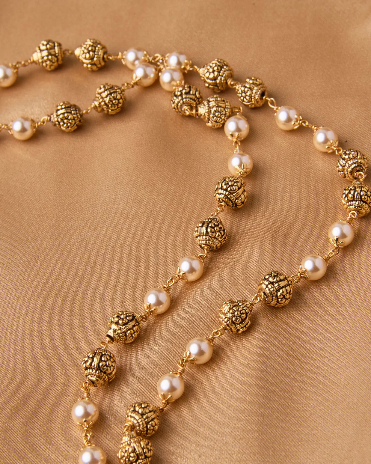 Antique Pearl Gundu Beads Mala