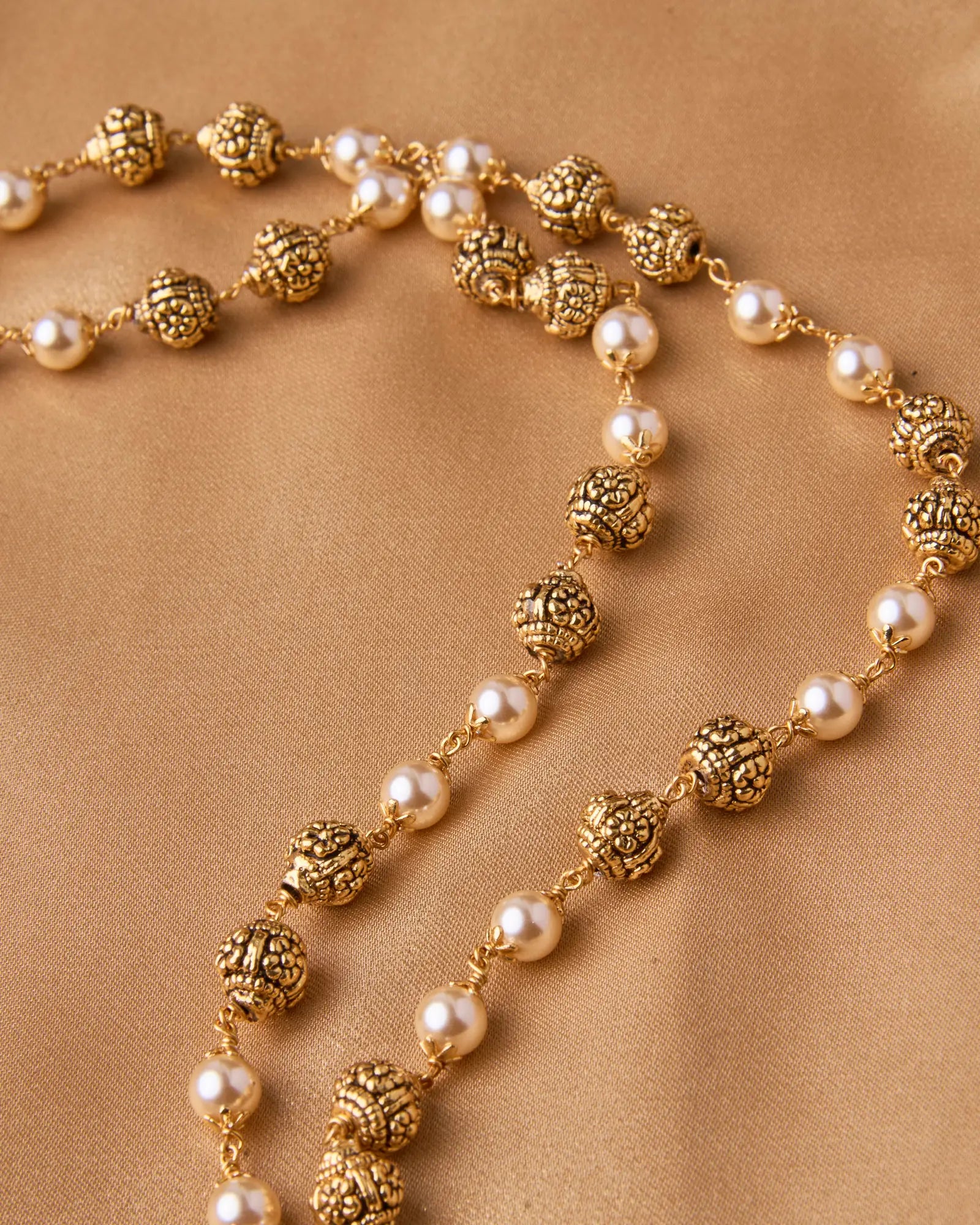 Antique Pearl Gundu Beads Mala