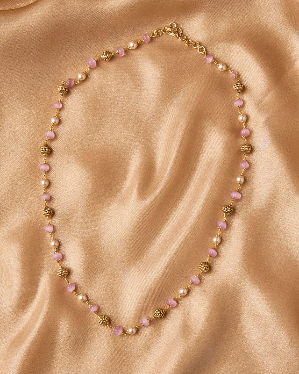 Antique Pink Stone Beads Mala