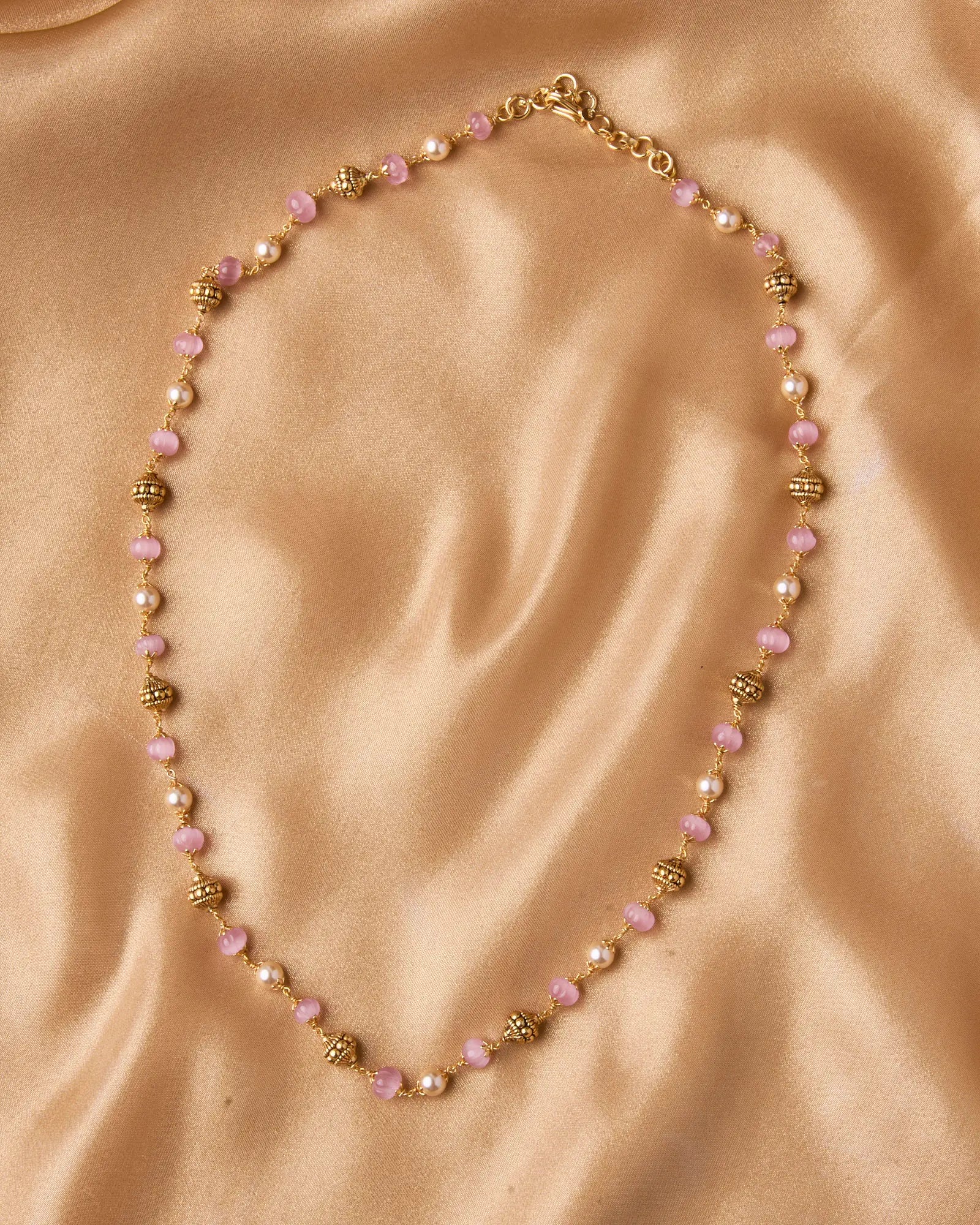 Antique Pink Stone Beads Mala
