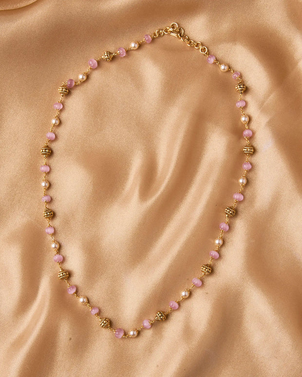 Antique Pink Stone Beads Mala