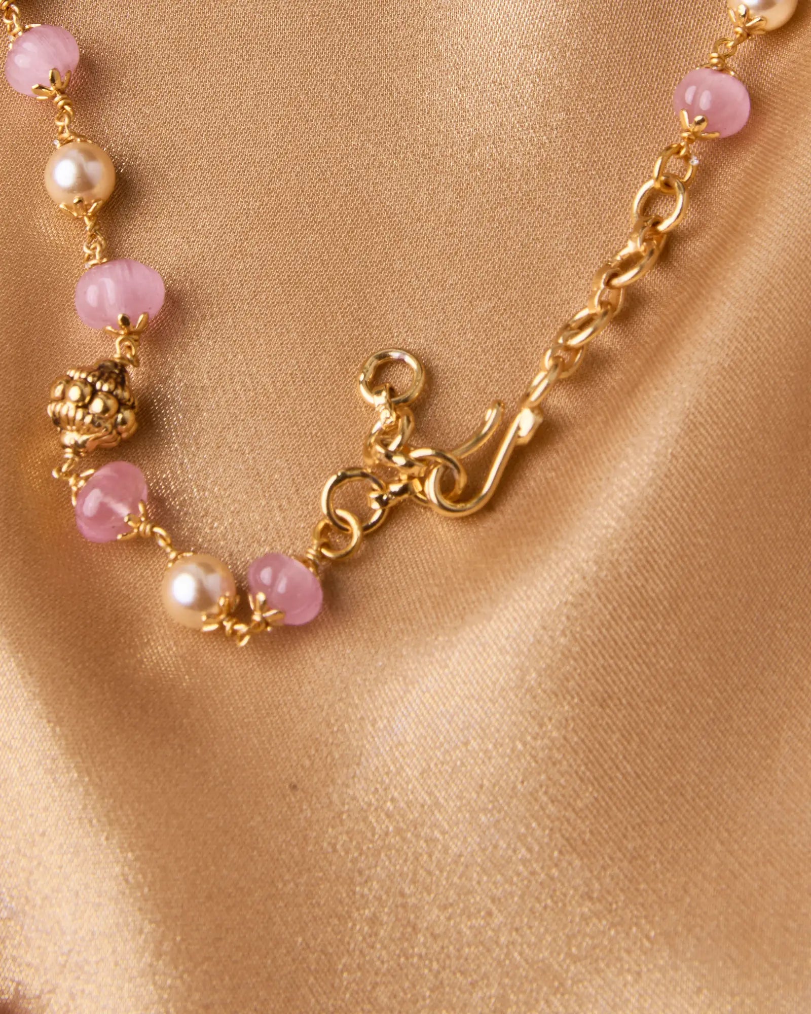 Antique Pink Stone Beads Mala