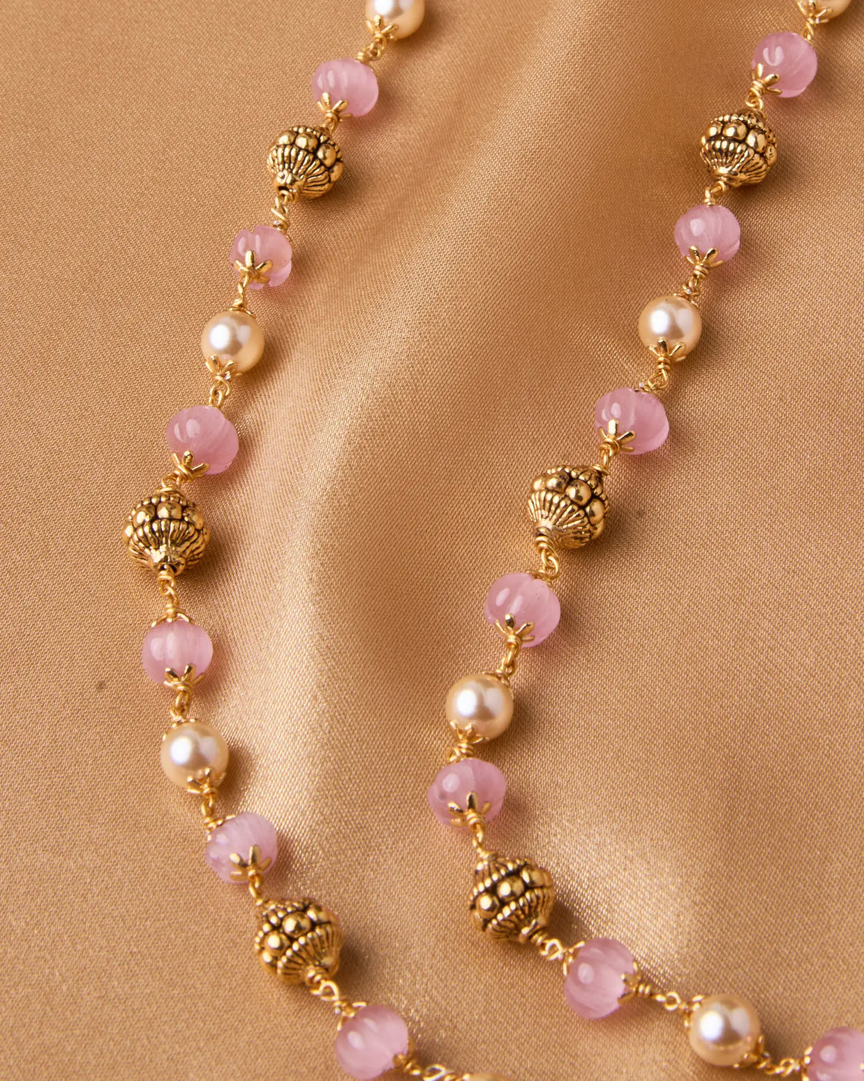 Antique Pink Stone Beads Mala
