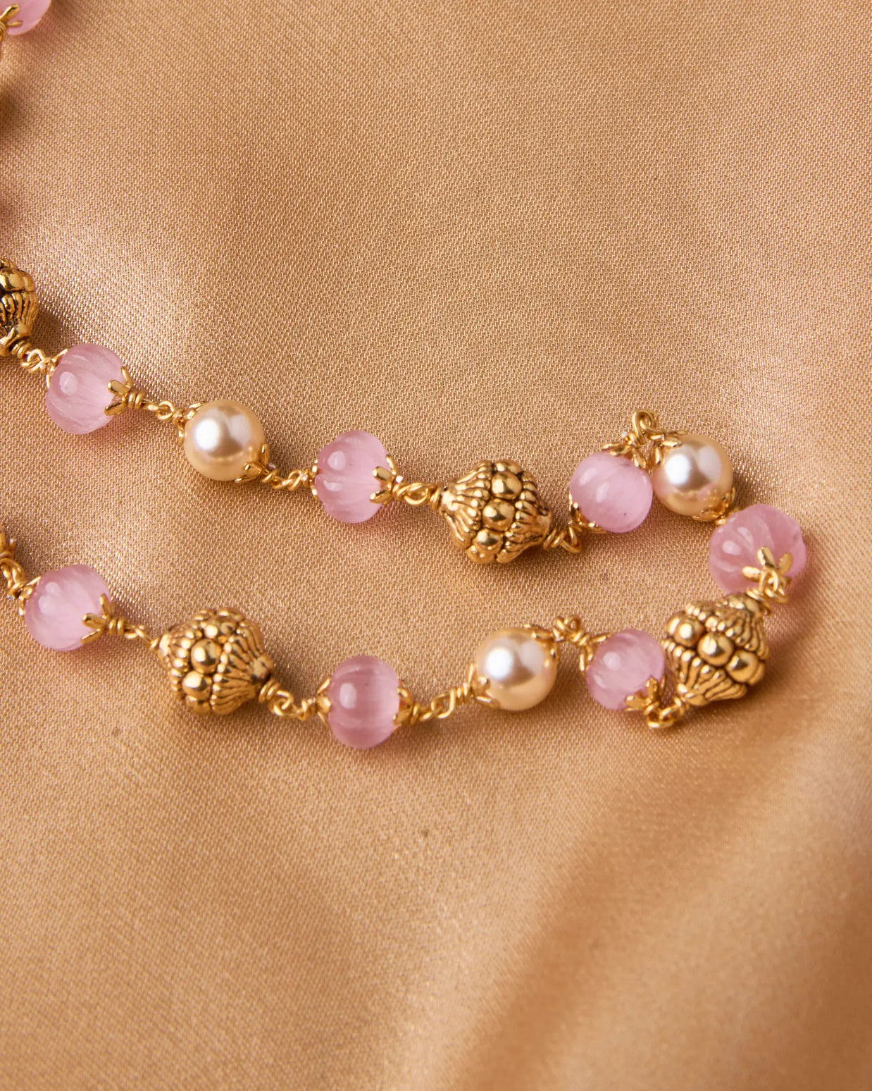 Antique Pink Stone Beads Mala