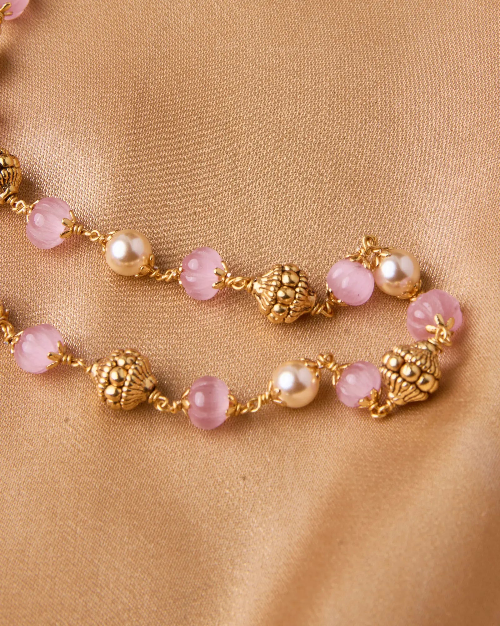 Antique Pink Stone Beads Mala