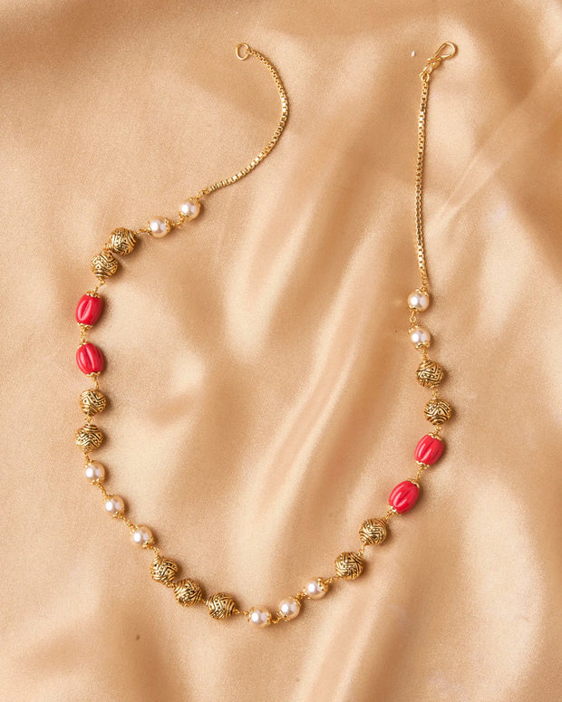 Antique Coral & Pearl Beads Mala