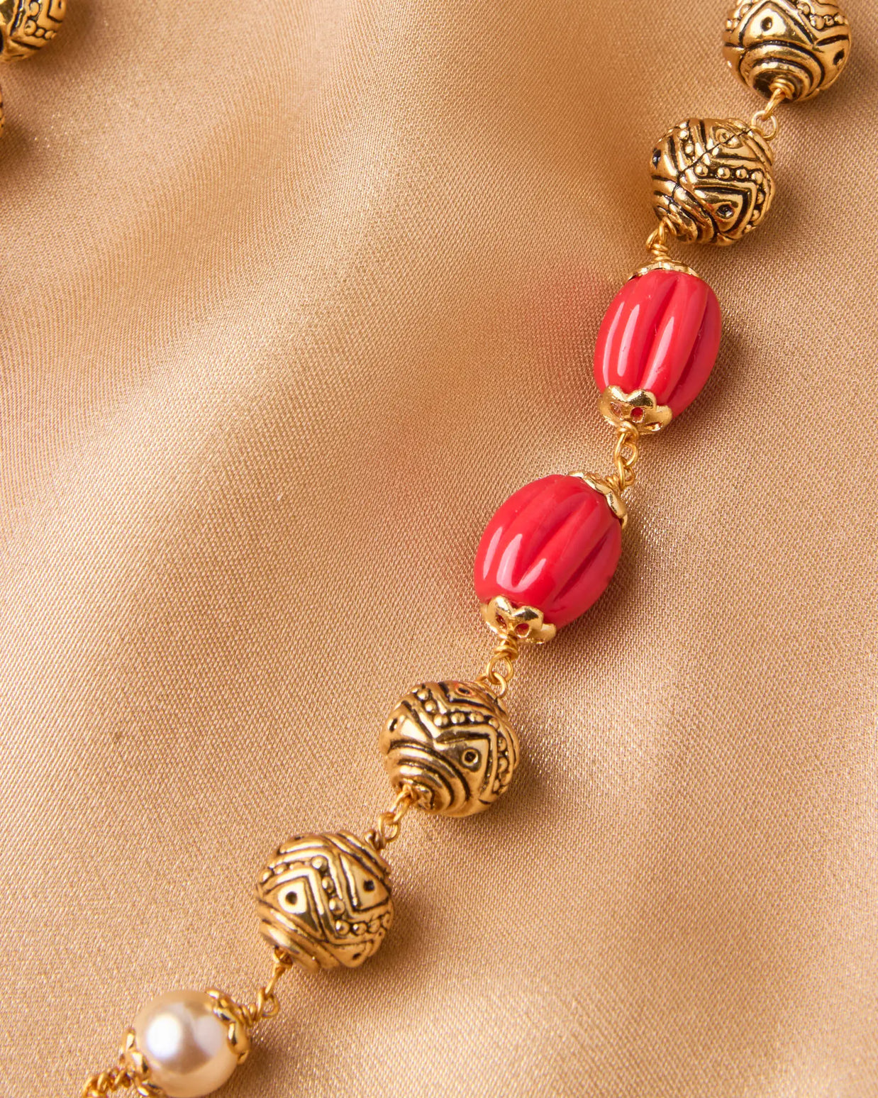 Antique Coral & Pearl Beads Mala