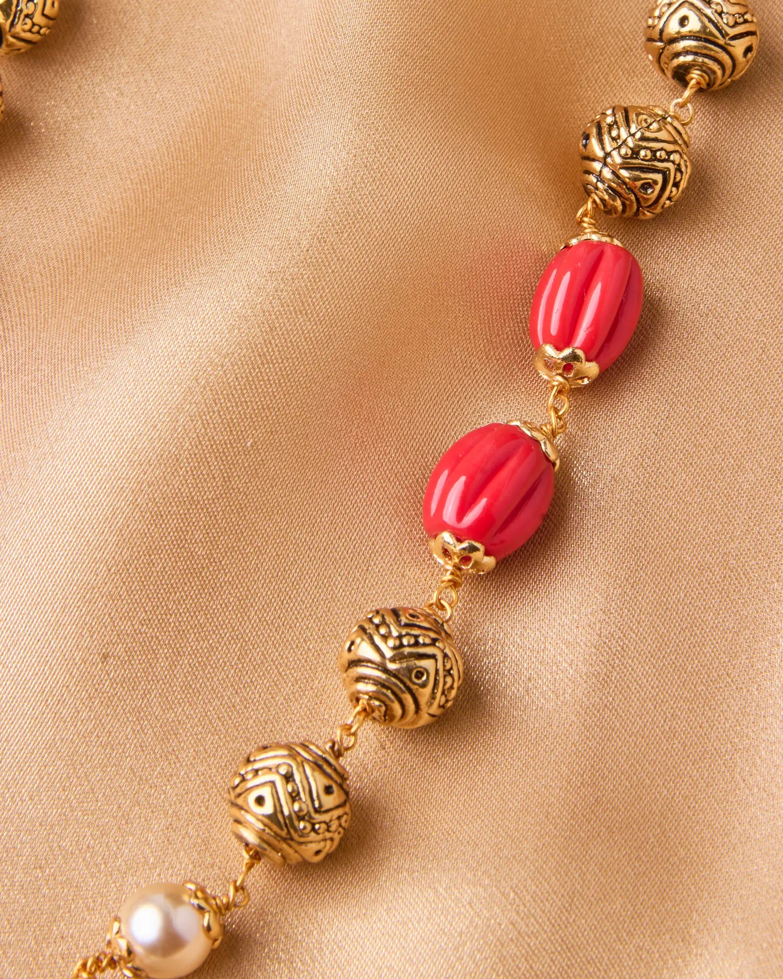 Antique Coral & Pearl Beads Mala