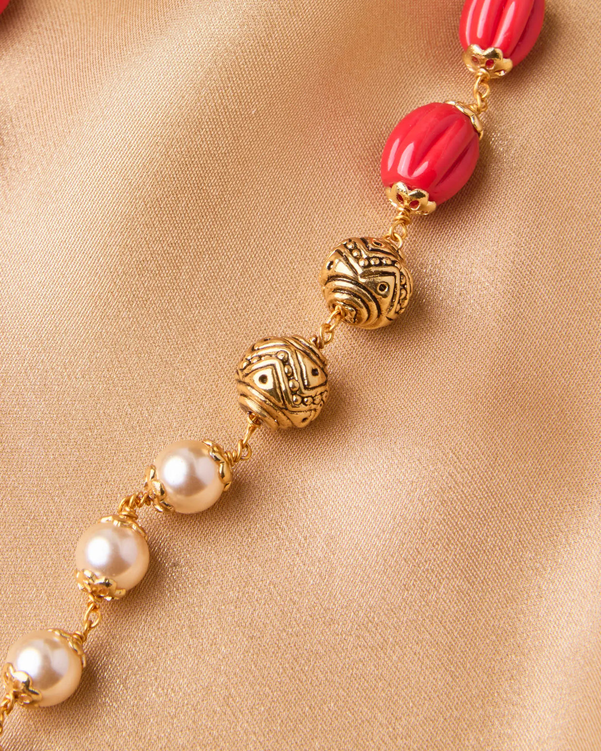 Antique Coral & Pearl Beads Mala