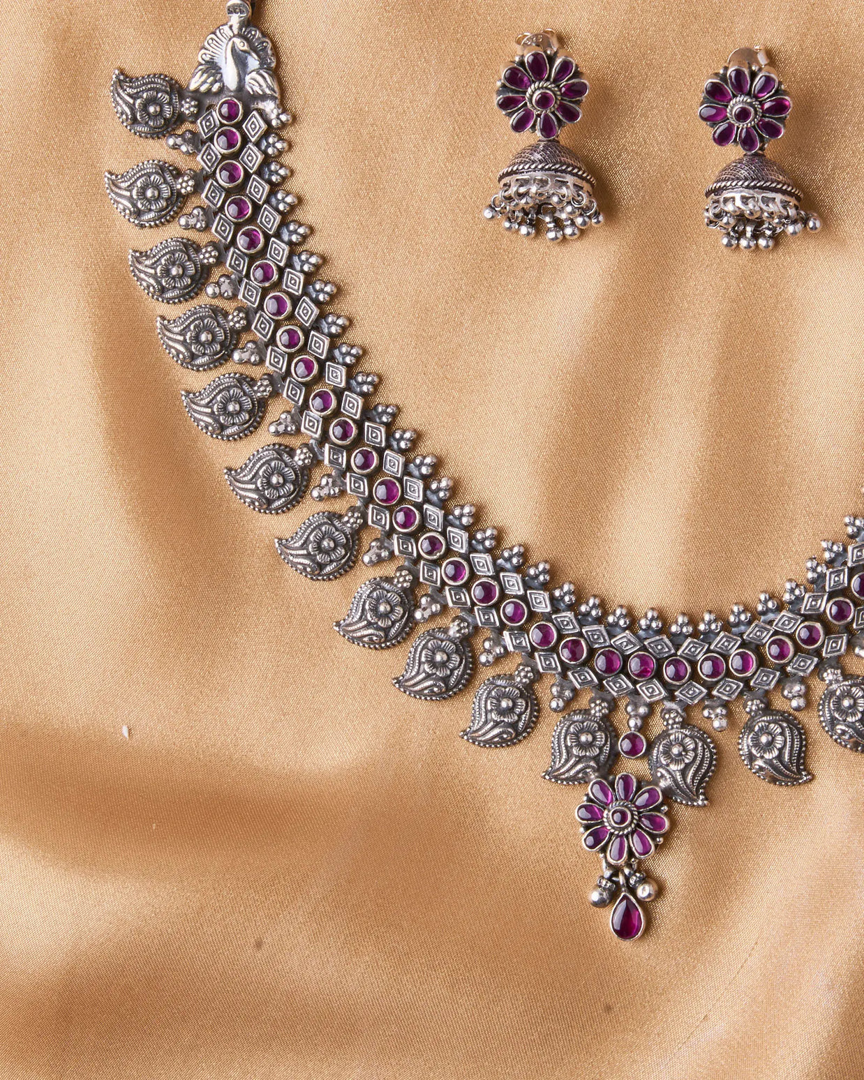 Oxidized Rajputi Blossom Necklace