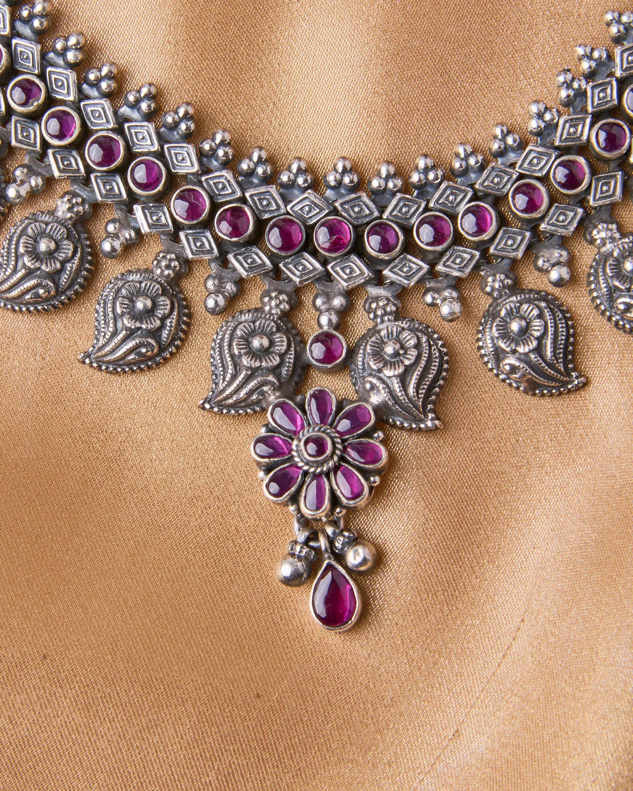 Oxidized Rajputi Blossom Necklace