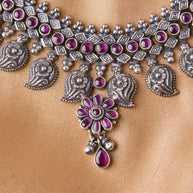 Oxidized Rajputi Blossom Necklace