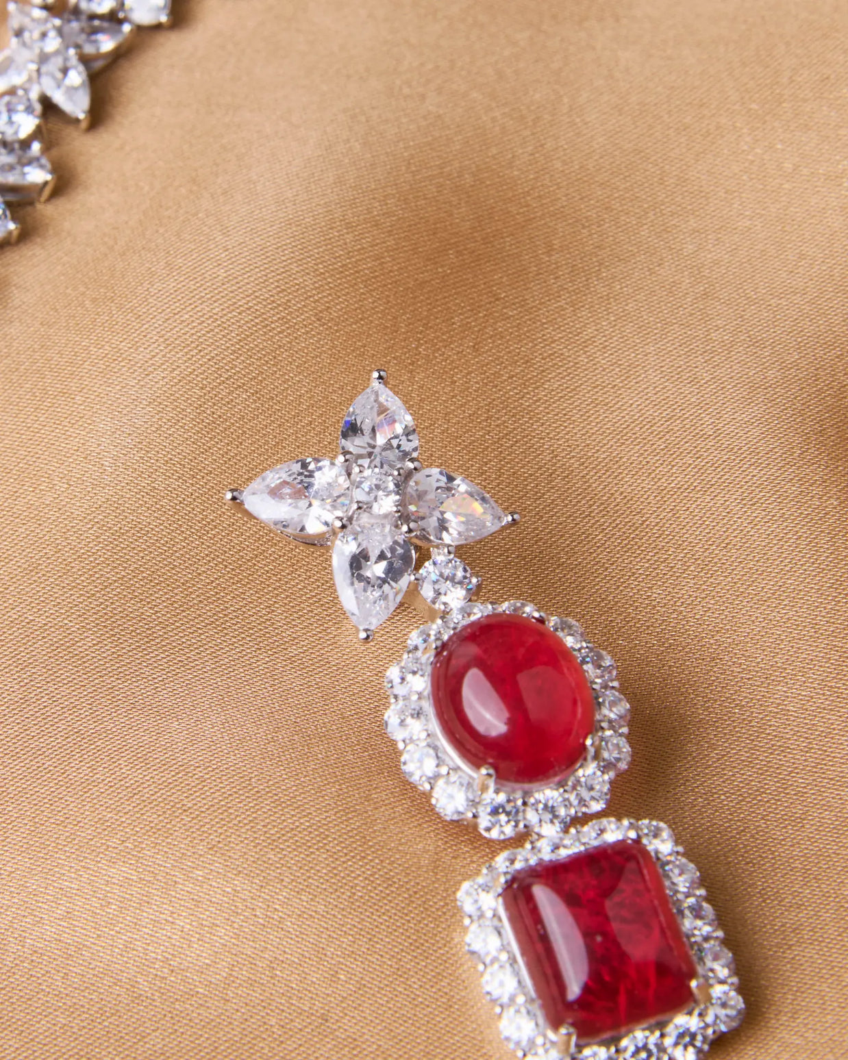 Royal Crimson Glow Silver Necklace