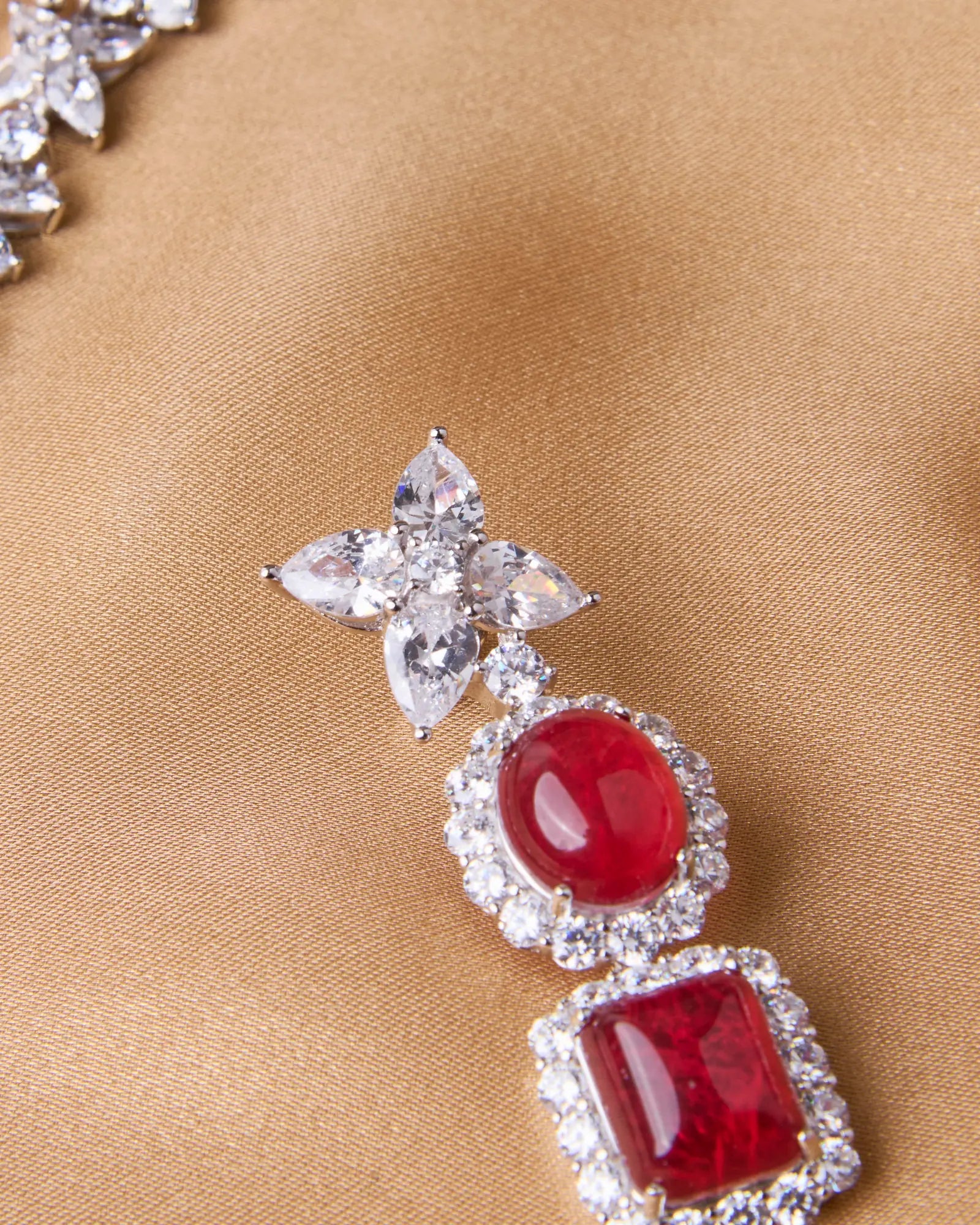 Royal Crimson Glow Silver Necklace