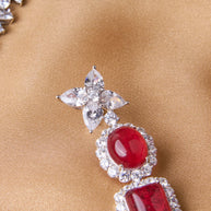 Royal Crimson Glow Silver Necklace