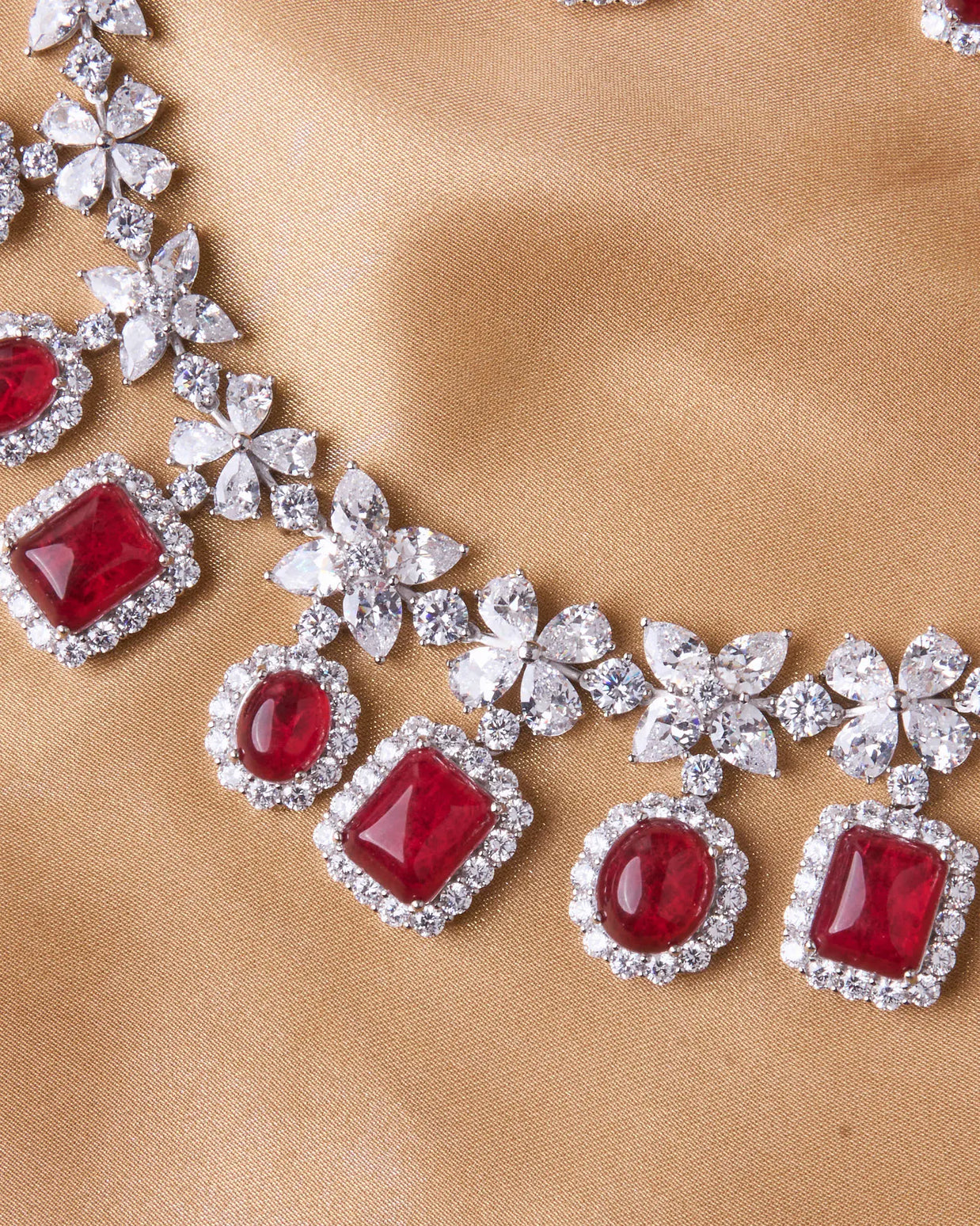 Royal Crimson Glow Silver Necklace