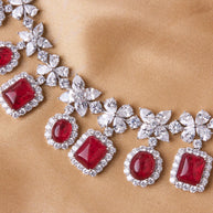 Royal Crimson Glow Silver Necklace
