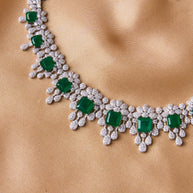 Ascending Elegance Green Silver Necklace