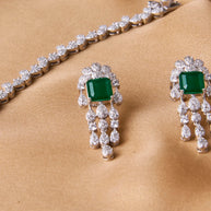 Ascending Elegance Green Silver Necklace