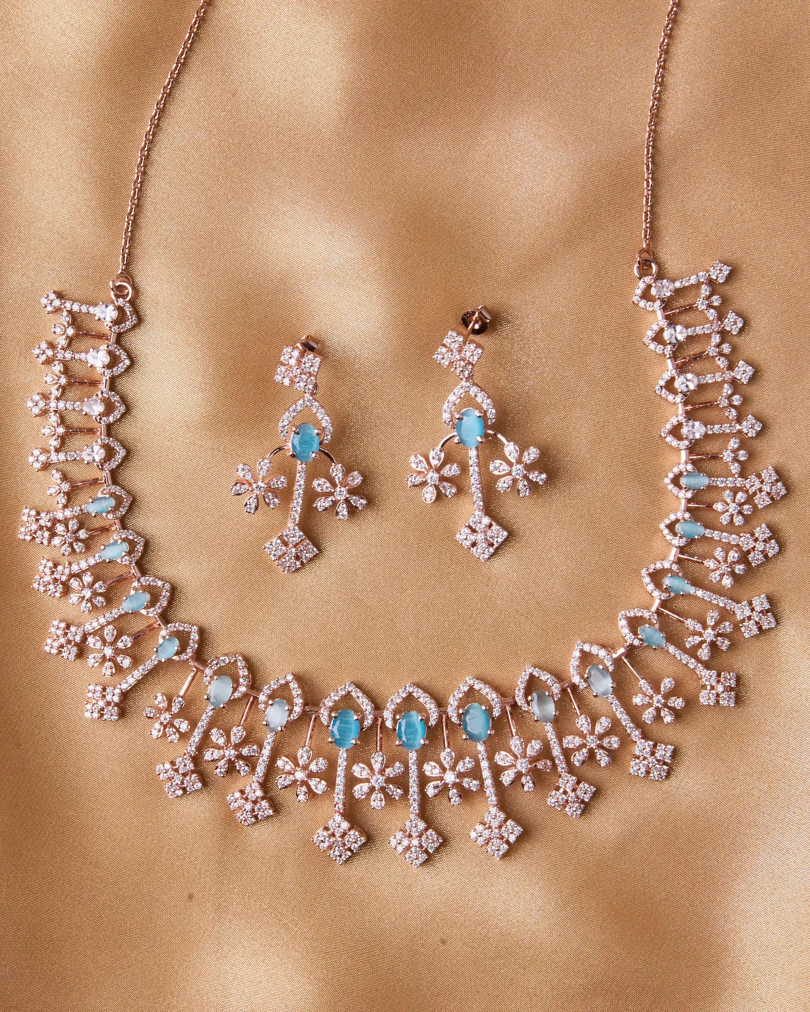 Silsila Aqua Serenity Rose Gold Necklace