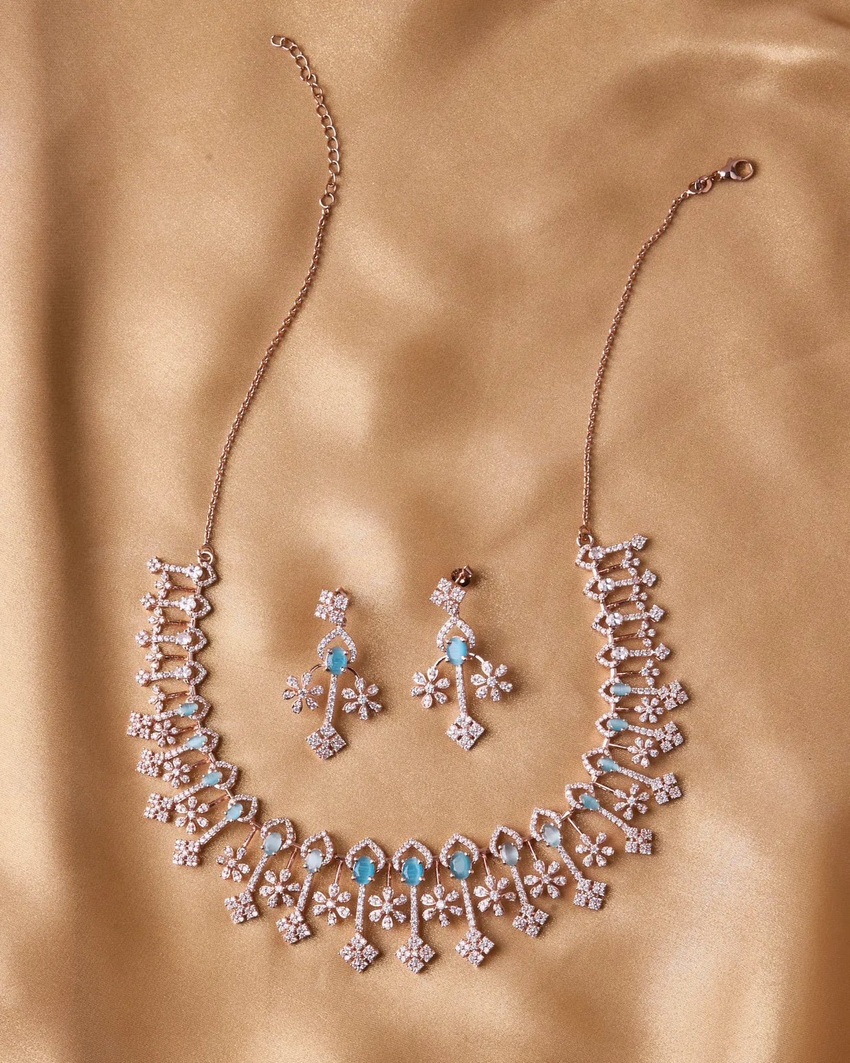 Silsila Aqua Serenity Rose Gold Necklace