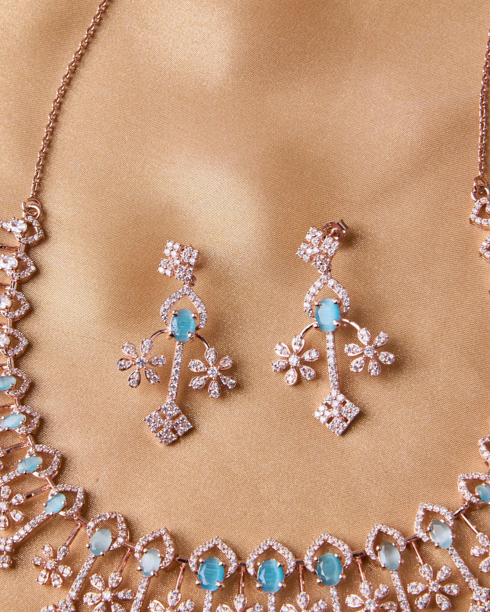 Silsila Aqua Serenity Rose Gold Necklace
