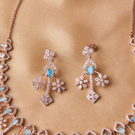 Silsila Aqua Serenity Rose Gold Necklace