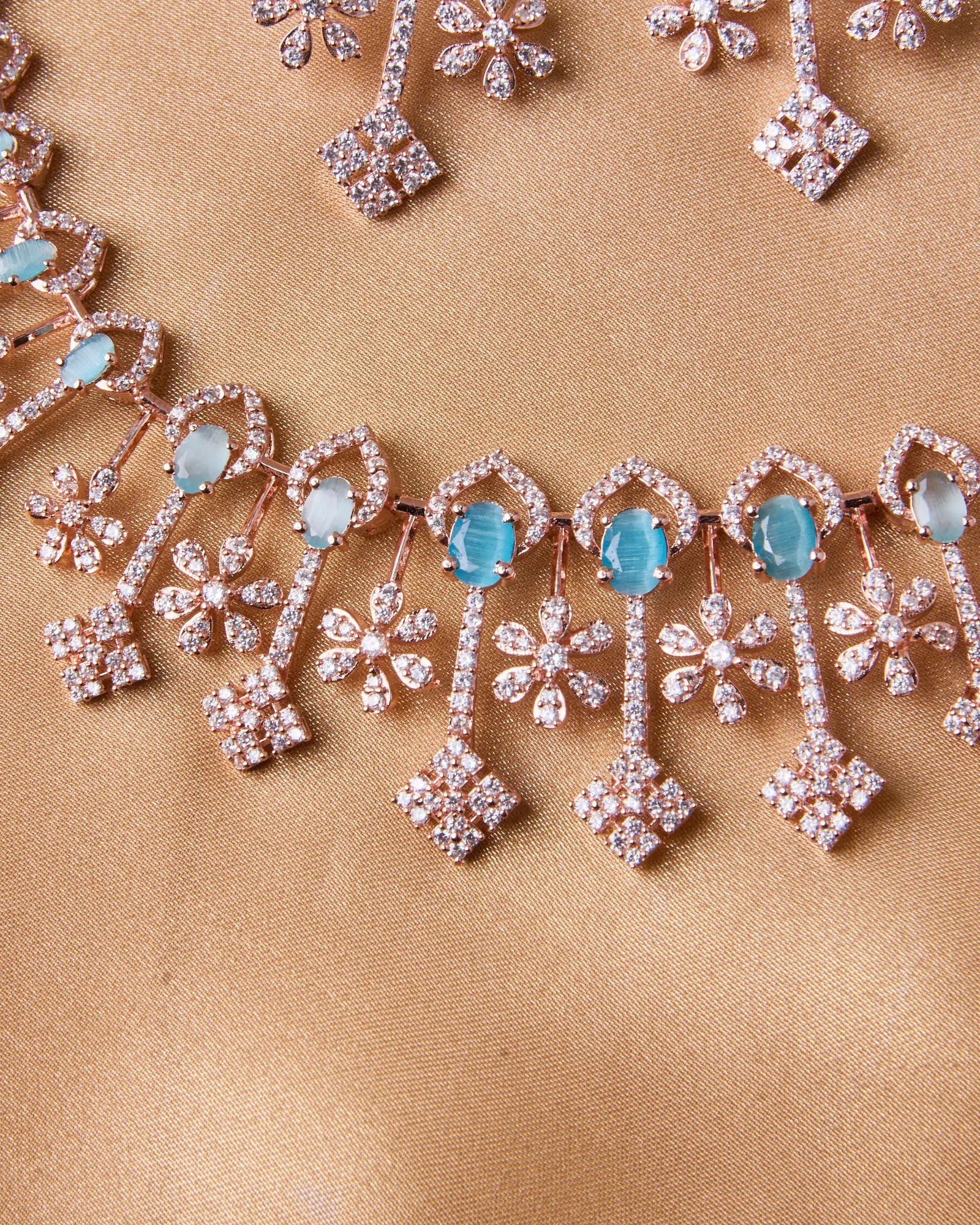 Silsila Aqua Serenity Rose Gold Necklace