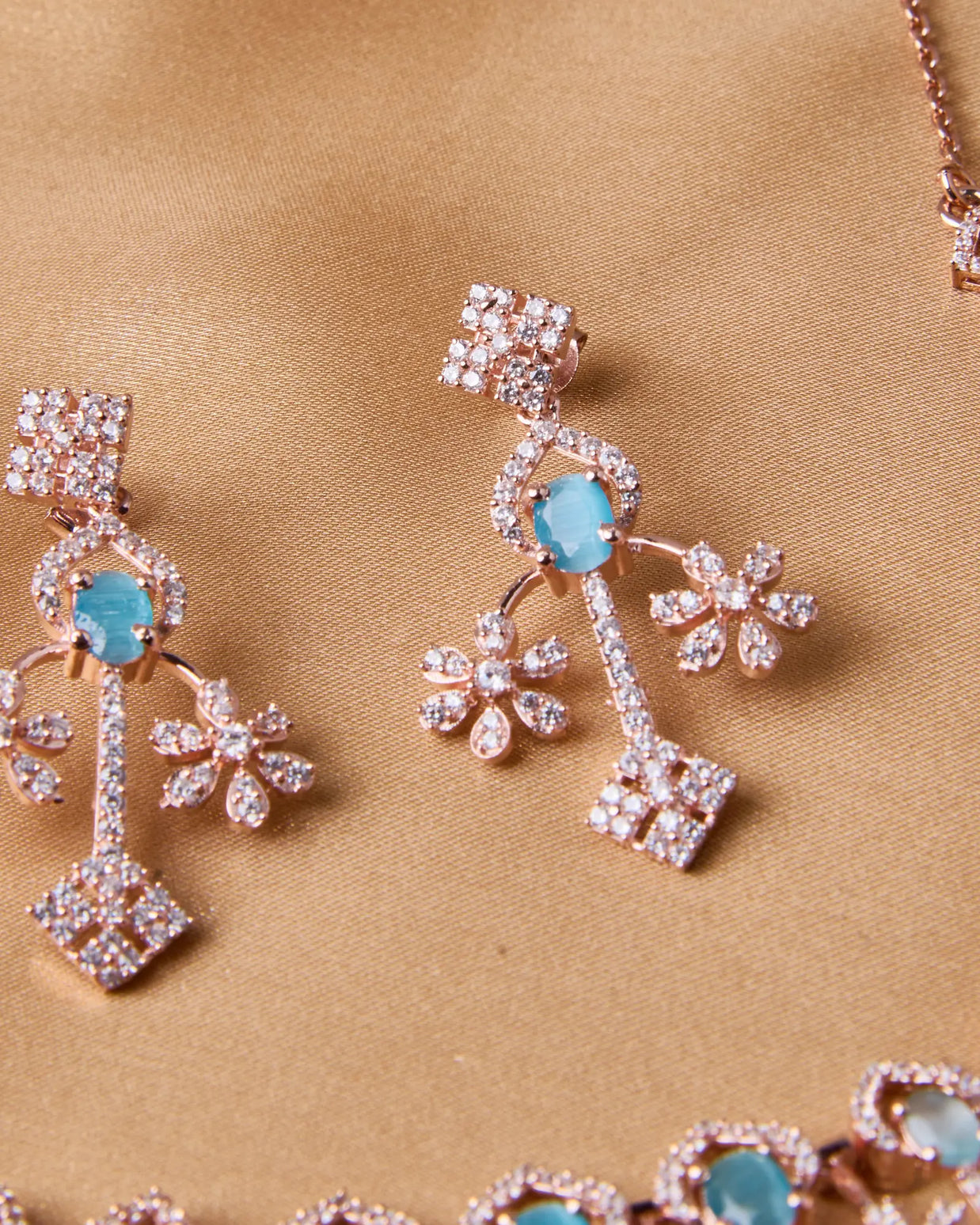 Silsila Aqua Serenity Rose Gold Necklace