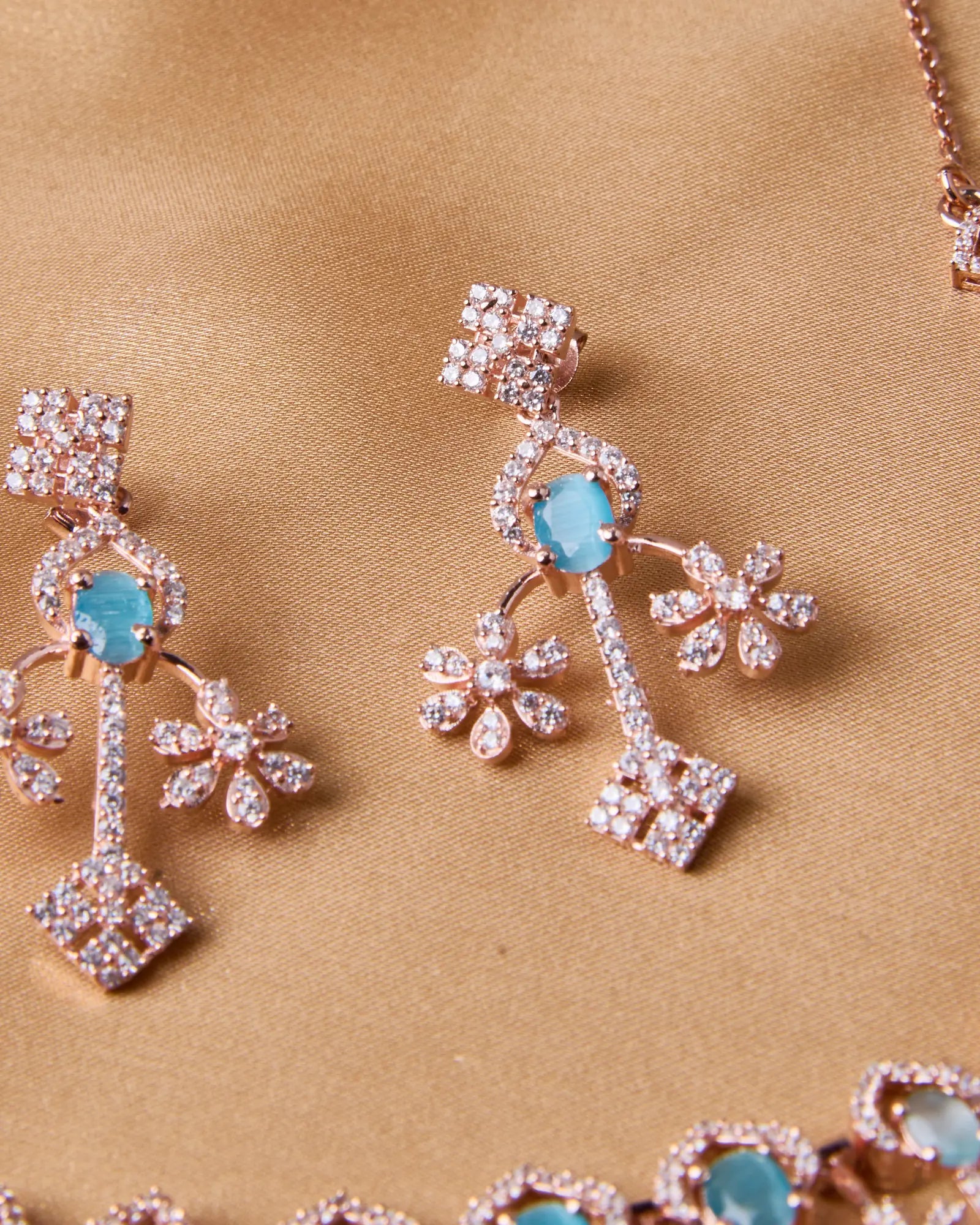 Silsila Aqua Serenity Rose Gold Necklace