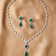Emerald Aura Silver Statement Necklace