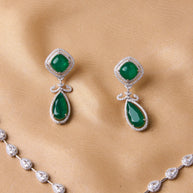 Emerald Aura Silver Statement Necklace
