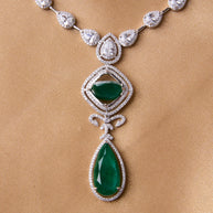Emerald Aura Silver Statement Necklace