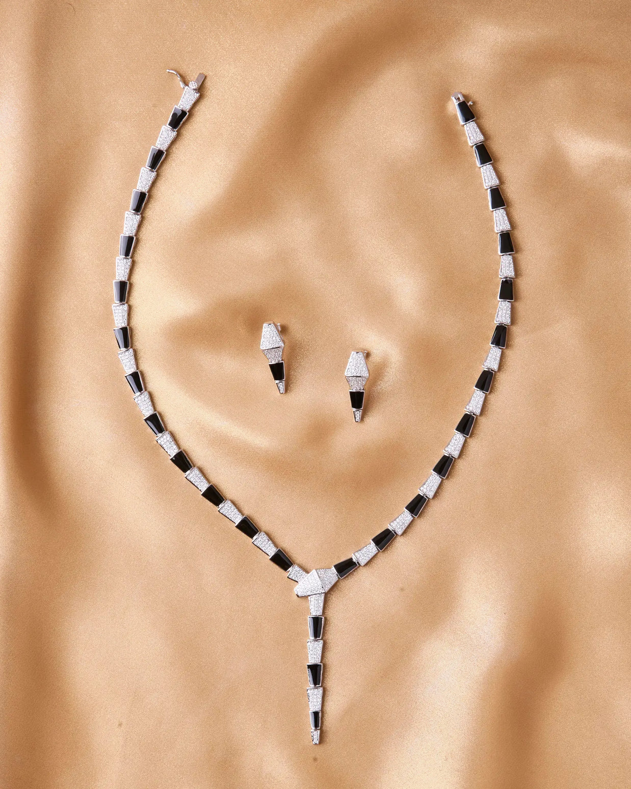 Serpent Noir Silver Enamel Necklace