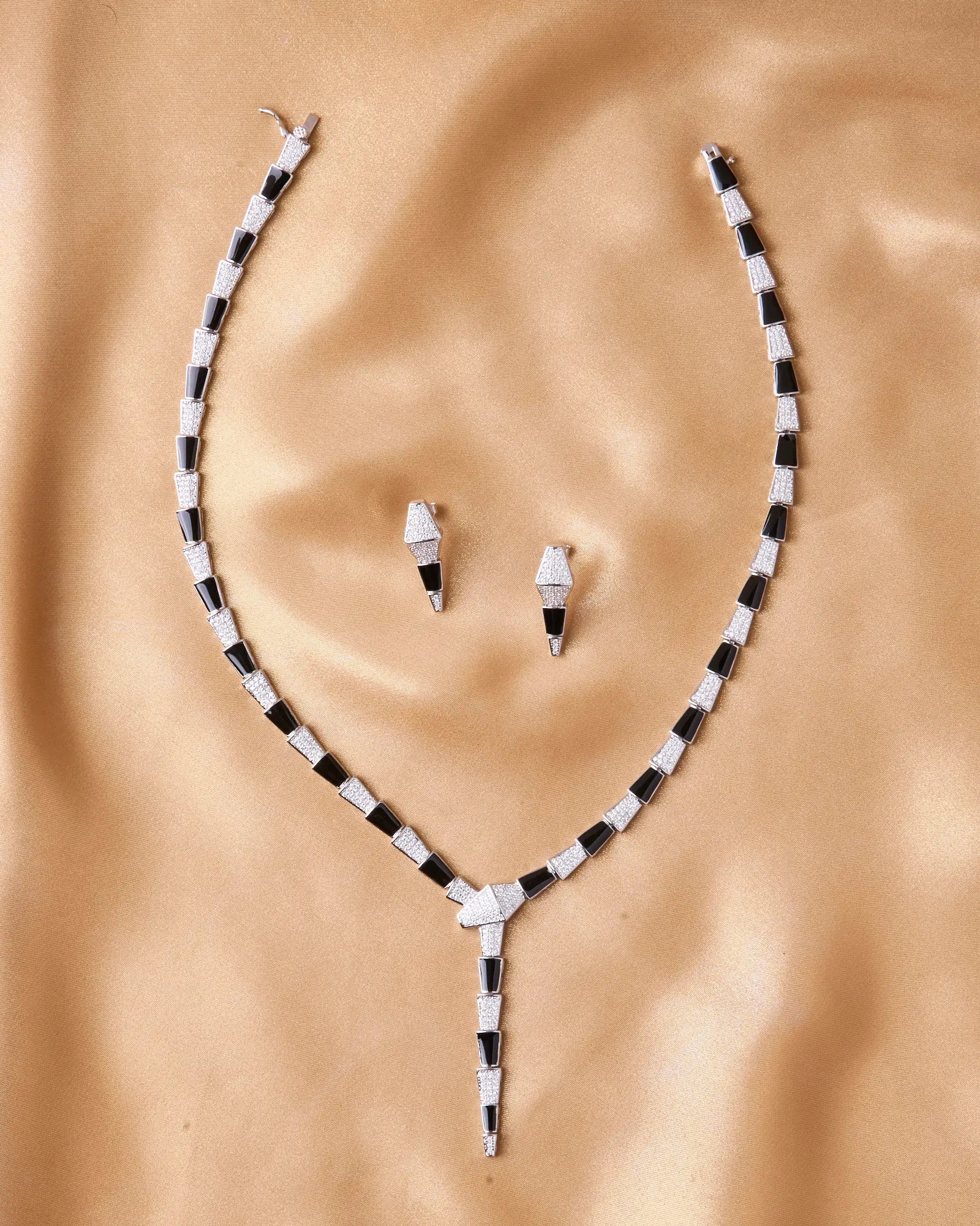 Serpent Noir Silver Enamel Necklace