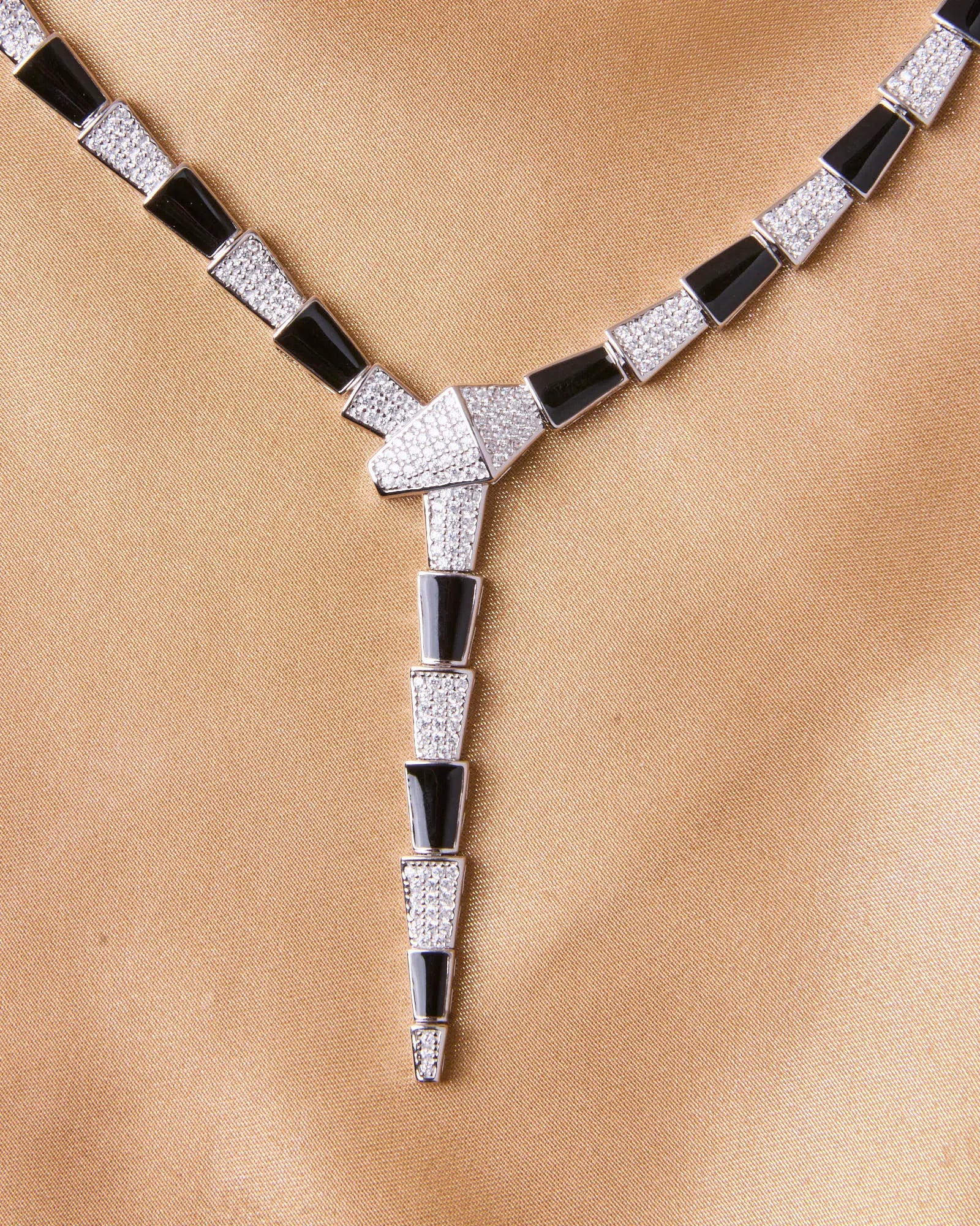 Serpent Noir Silver Enamel Necklace