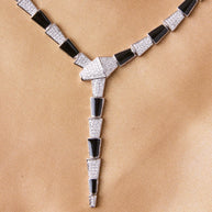 Serpent Noir Silver Enamel Necklace