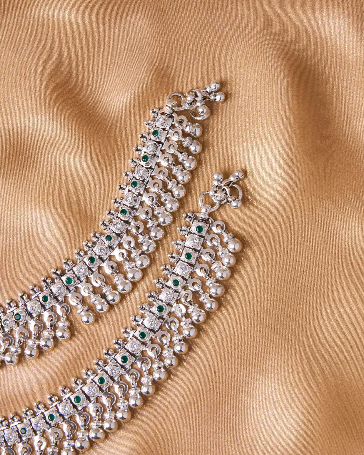 Silsila Oxidized Jaipur Payal with Silver Ball Hangings
