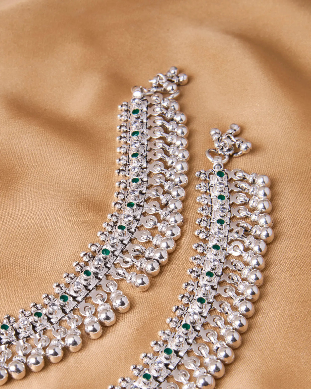 Silsila Oxidized Jaipur Payal with Silver Ball Hangings