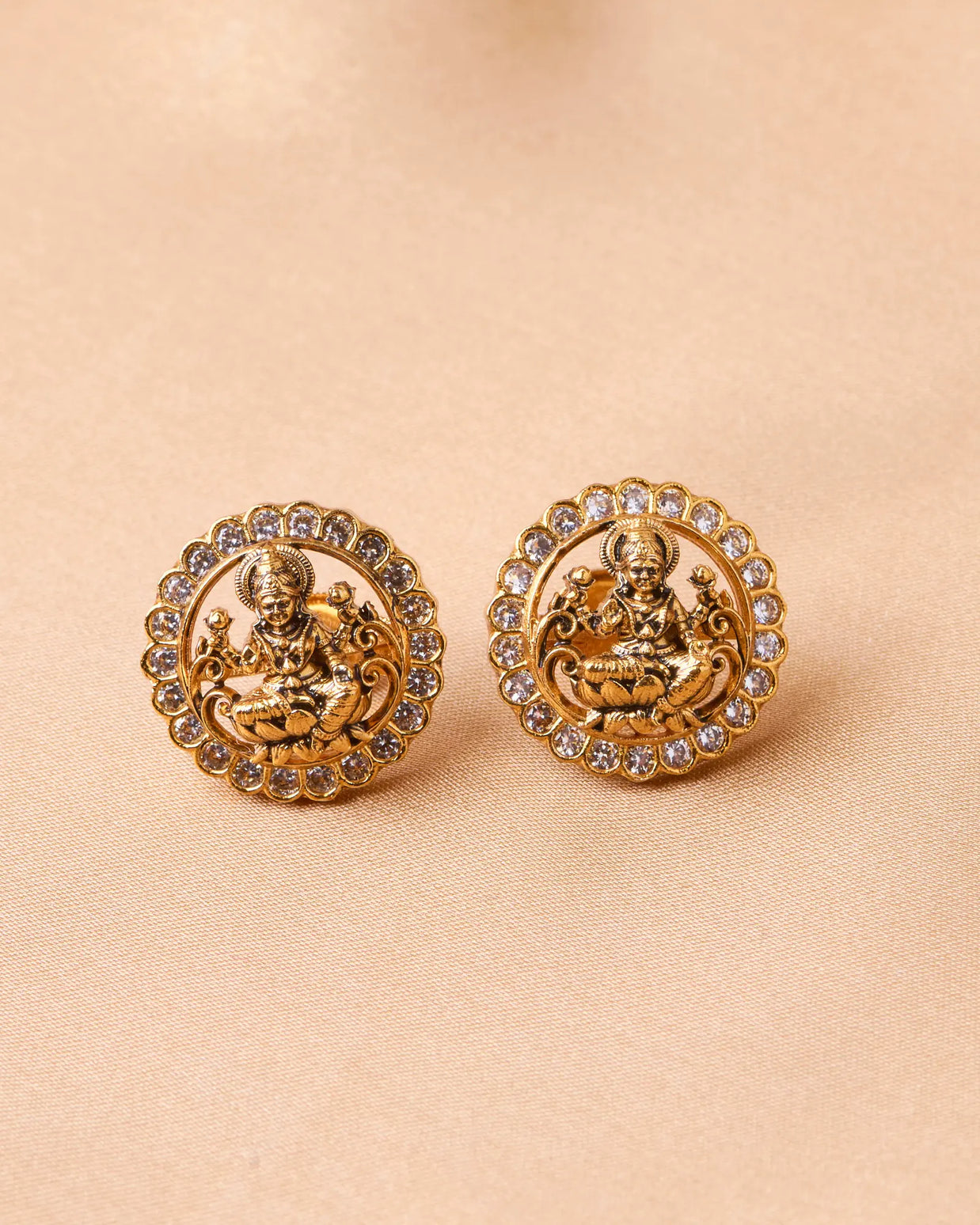 Antique Lakshmi White Studs