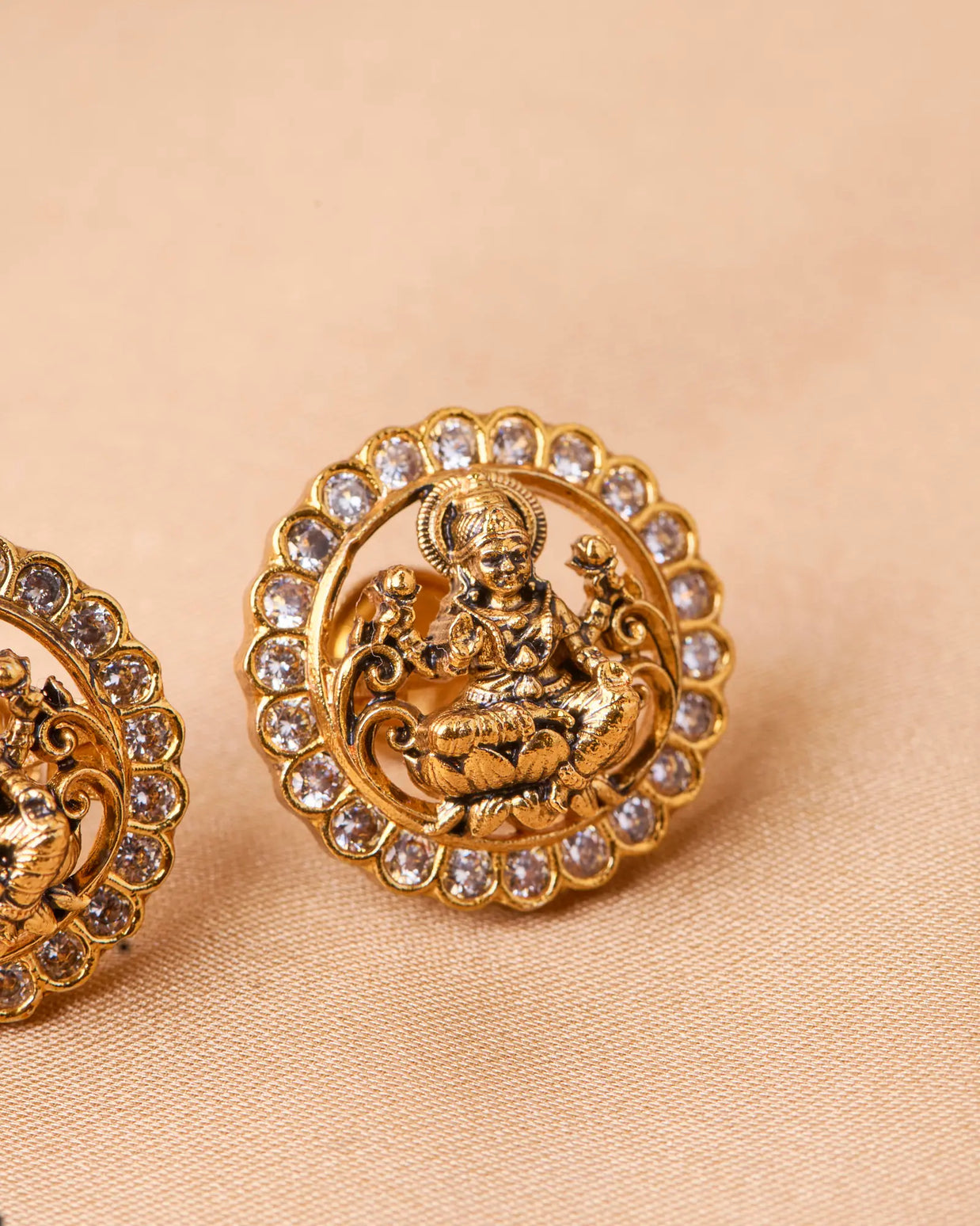 Antique Lakshmi White Studs