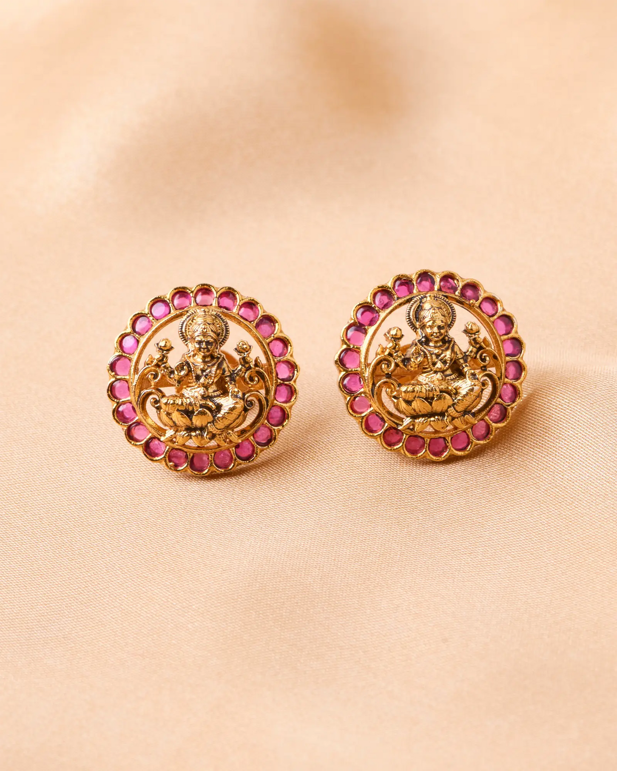 Antique Lakshmi Ruby Studs