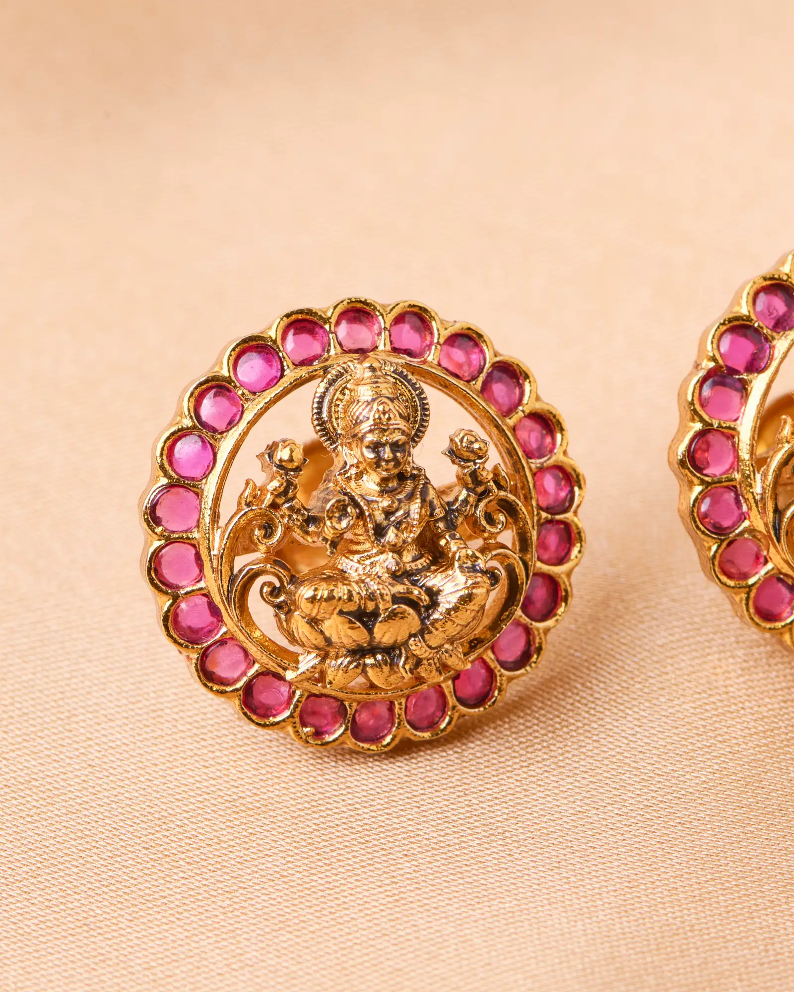 Antique Lakshmi Ruby Studs