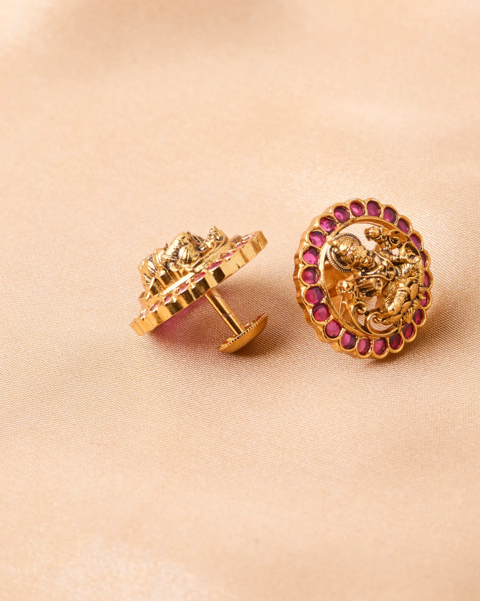 Antique Lakshmi Ruby Studs