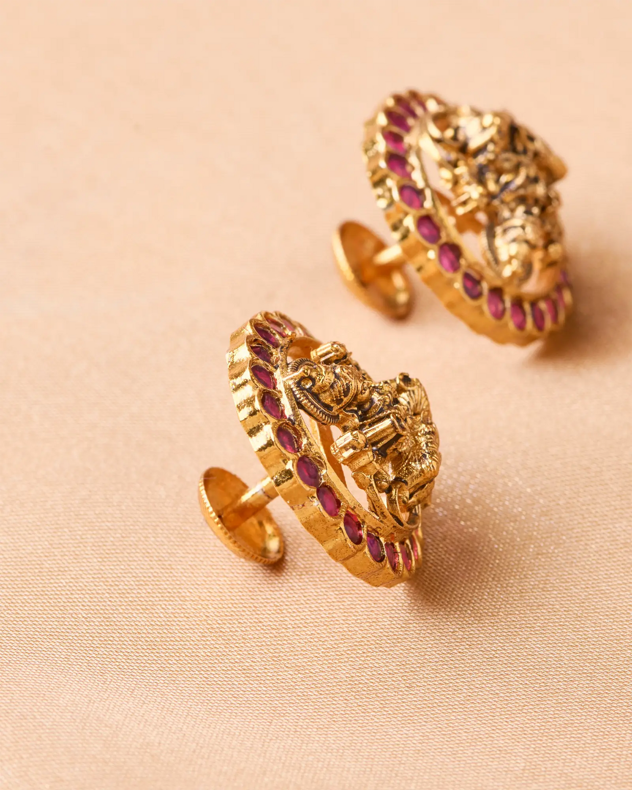 Antique Lakshmi Ruby Studs