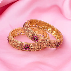 Antique Lakshmi Ruby Floral Bangle