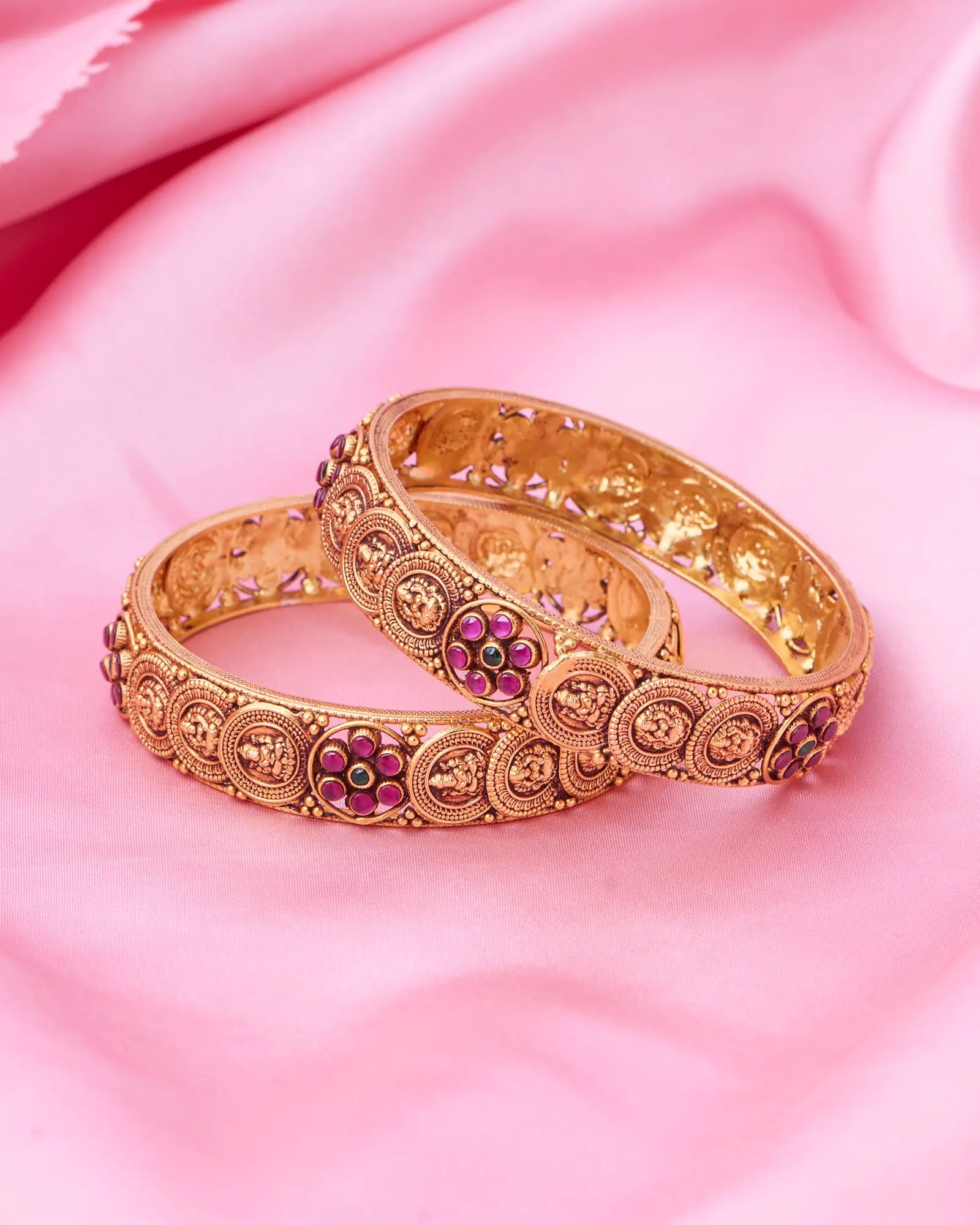 Antique Lakshmi Ruby Floral Bangle