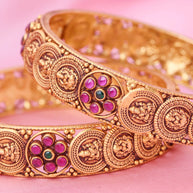 Antique Lakshmi Ruby Floral Bangle